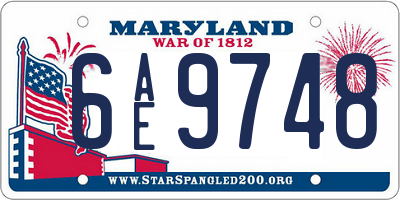 MD license plate 6AE9748