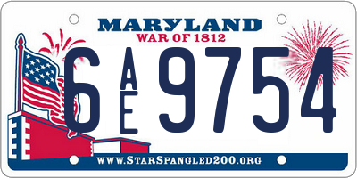 MD license plate 6AE9754