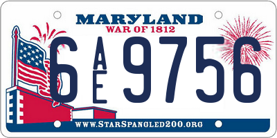 MD license plate 6AE9756
