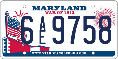 MD license plate 6AE9758