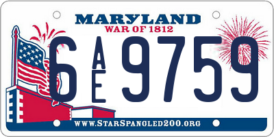 MD license plate 6AE9759