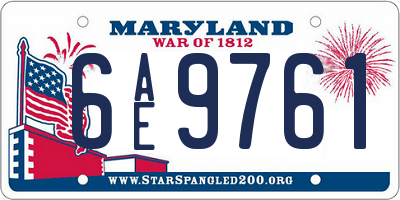 MD license plate 6AE9761