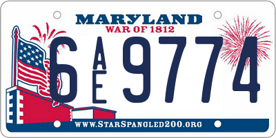 MD license plate 6AE9774