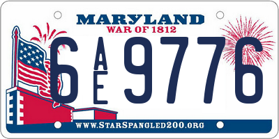 MD license plate 6AE9776