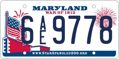 MD license plate 6AE9778