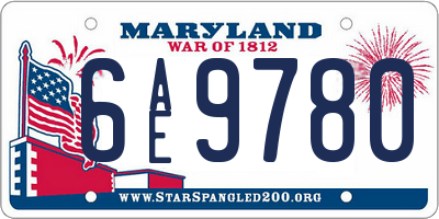 MD license plate 6AE9780