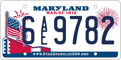 MD license plate 6AE9782