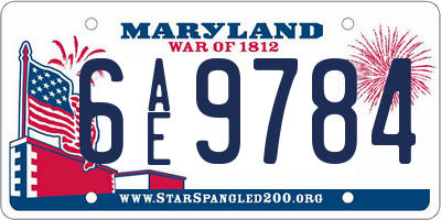 MD license plate 6AE9784