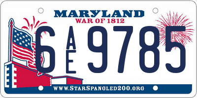 MD license plate 6AE9785