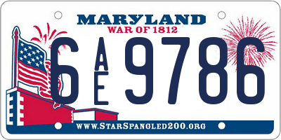 MD license plate 6AE9786