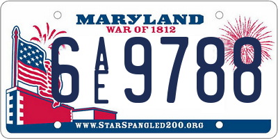 MD license plate 6AE9788