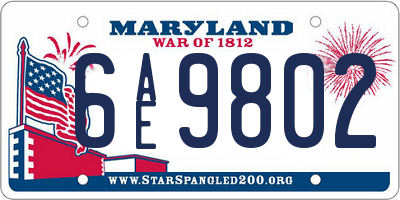 MD license plate 6AE9802