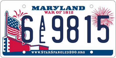 MD license plate 6AE9815