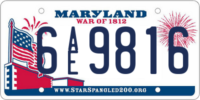 MD license plate 6AE9816