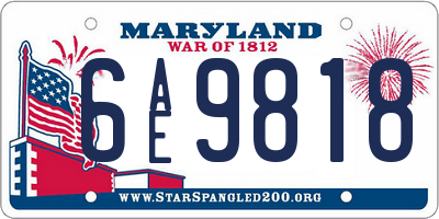 MD license plate 6AE9818