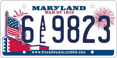 MD license plate 6AE9823
