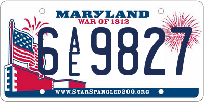 MD license plate 6AE9827