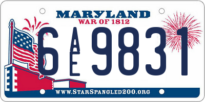 MD license plate 6AE9831