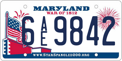 MD license plate 6AE9842
