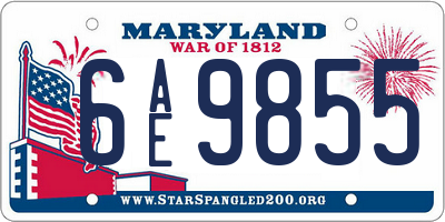 MD license plate 6AE9855