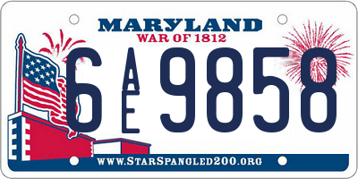 MD license plate 6AE9858