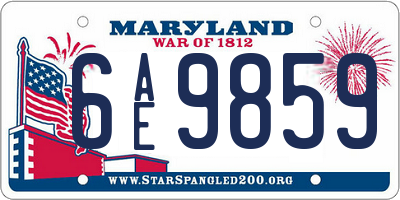 MD license plate 6AE9859