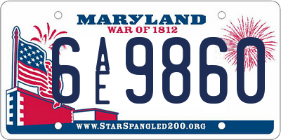 MD license plate 6AE9860