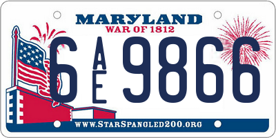 MD license plate 6AE9866