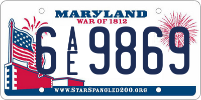 MD license plate 6AE9869