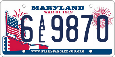 MD license plate 6AE9870