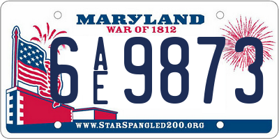 MD license plate 6AE9873