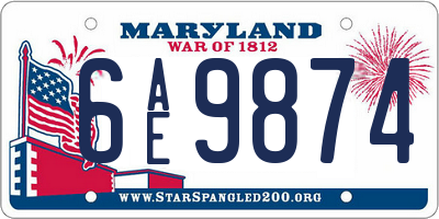 MD license plate 6AE9874