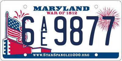 MD license plate 6AE9877