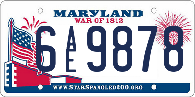 MD license plate 6AE9878