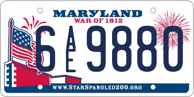 MD license plate 6AE9880