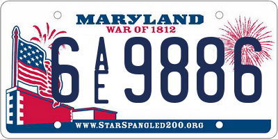 MD license plate 6AE9886