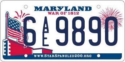 MD license plate 6AE9890