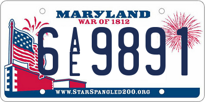 MD license plate 6AE9891