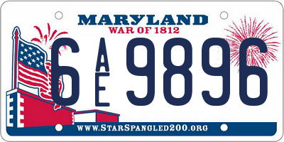 MD license plate 6AE9896