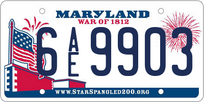 MD license plate 6AE9903