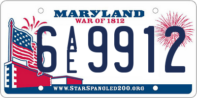 MD license plate 6AE9912