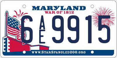 MD license plate 6AE9915