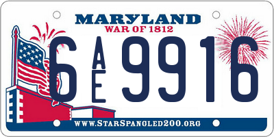 MD license plate 6AE9916
