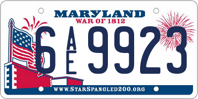MD license plate 6AE9923