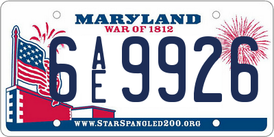 MD license plate 6AE9926