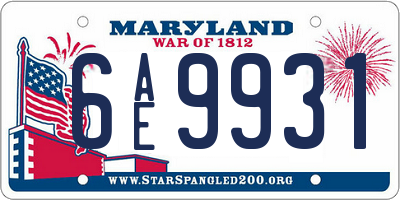 MD license plate 6AE9931