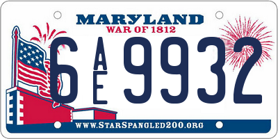 MD license plate 6AE9932