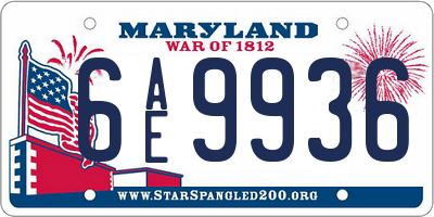 MD license plate 6AE9936