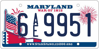 MD license plate 6AE9951