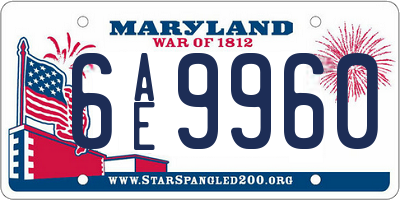 MD license plate 6AE9960